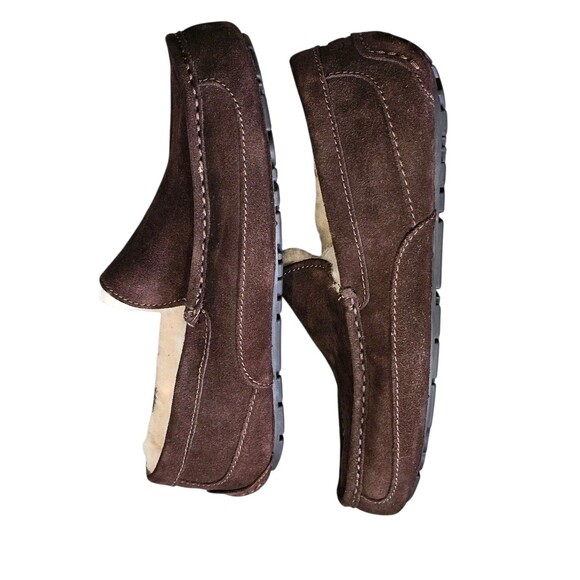 UGG Ascot Slip On Loafers Espresso Brown Comfort Shoes Wool Sherpa Lined Mens 7 - Picture 10 of 15